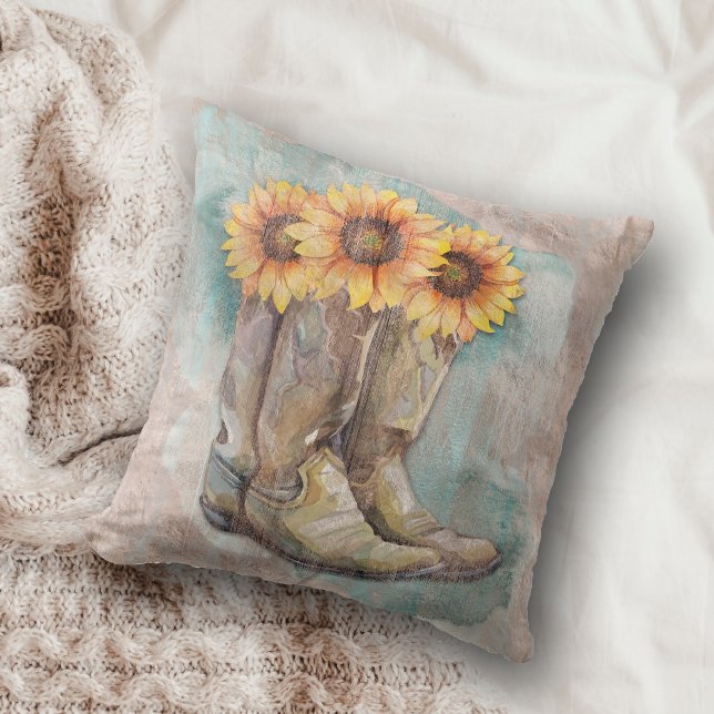 Coussin Botte de cow-boy de tournesol congelé (Créateur téléchargé)