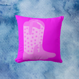 Coussin Bottes Cowboy avec étoiles rose