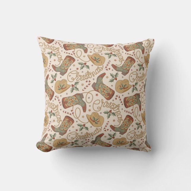 Coussin Bottes de Noël de l'Ouest et Motif Casquette (Recto)