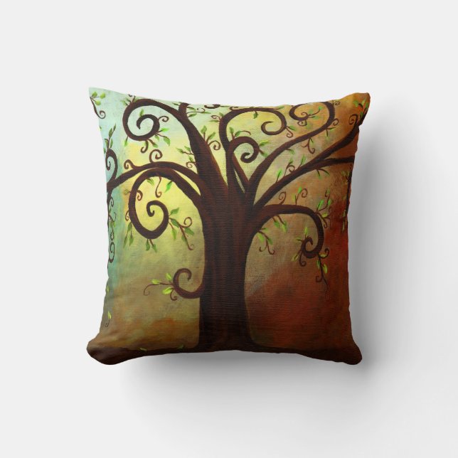 Coussin bouclé abstrait d'arbre (Recto)