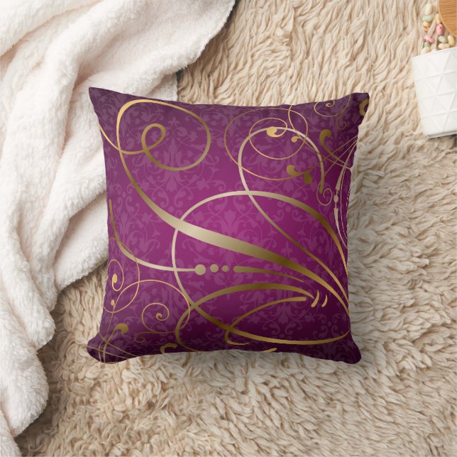 Coussin Boucles d'or Magenta Damask (Couverture)