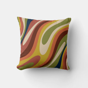 Coussin Boucles Wavy Retro Abstrait Motif Vintage les anné
