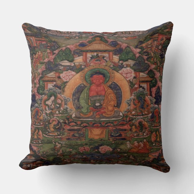 Coussin Bouddha Amitabha dans son pays pur de Suvakti (Recto)
