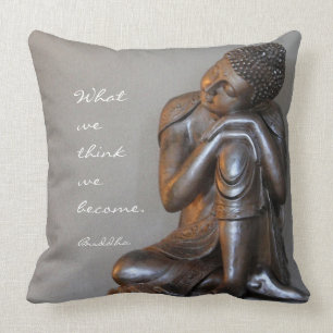 Coussin Bouddha argenté paisible avec des mots de la