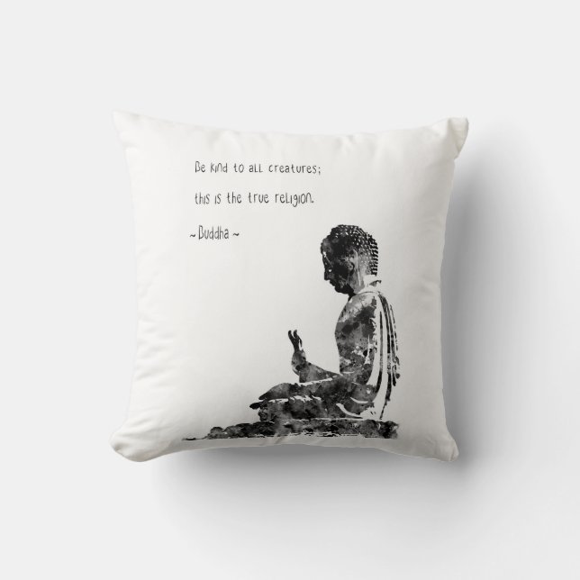 Coussin Bouddha, citation de Bouddha, aquarelle Bouddha (Recto)
