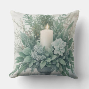 Coussin Bougie de Noël aux tons verts doux