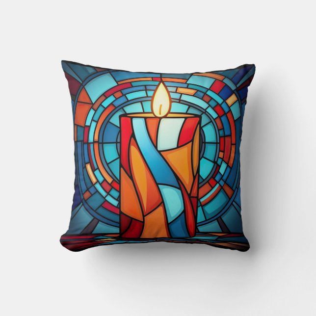 Coussin Bougie de Noël rétro des années 60 (Recto)