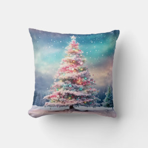 Coussin Boule blanche et bleu neige Joyeux Noël