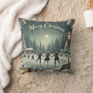 Coussin Boule blanche et bleu neige Joyeux Noël