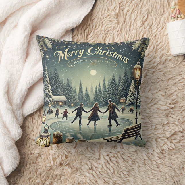 Coussin Boule blanche et bleu neige Joyeux Noël (Couverture)