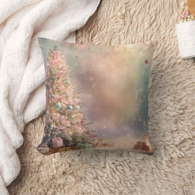 Coussin Boule blanche et bleu neige Joyeux Noël (Couverture)