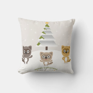 Coussin Boule blanche et bleu neige Joyeux Noël