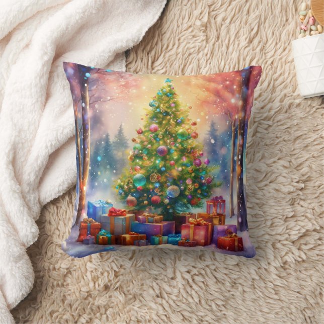 Coussin Boule blanche et bleu neige Joyeux Noël (Couverture)