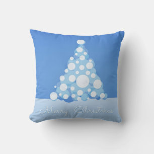 Coussin Boule blanche et bleu neige Joyeux Noël