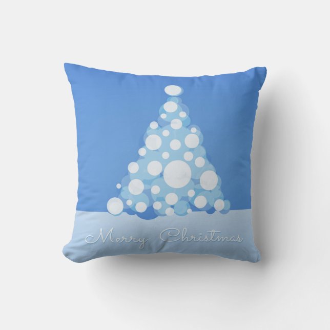 Coussin Boule blanche et bleu neige Joyeux Noël (Recto)