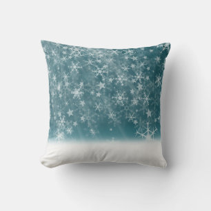 Coussin Boule blanche et bleu neige Joyeux Noël