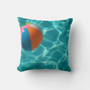 Coussin Boule de plage blanche et multicolore