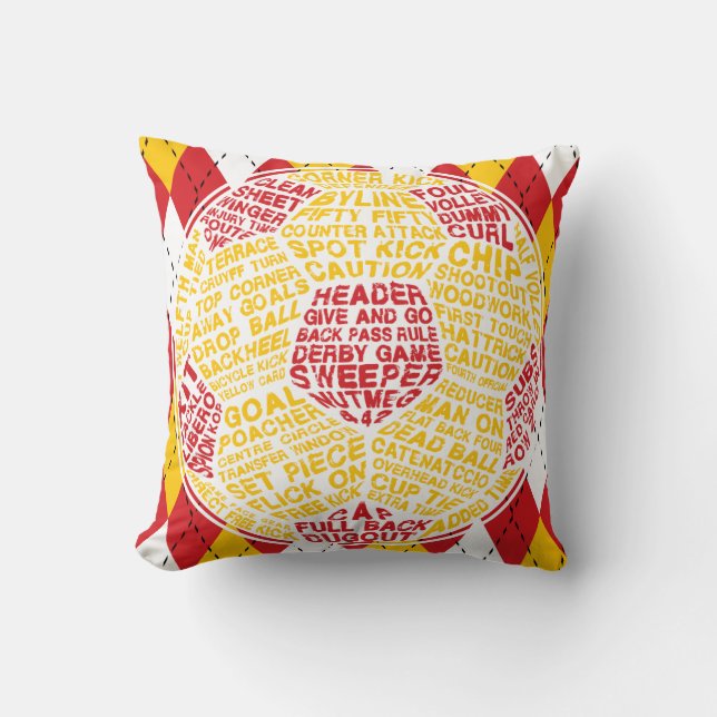 Coussin Boule de soccer typographique (Recto)