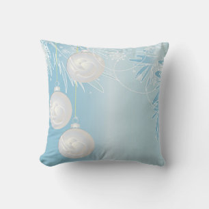 Coussin Boule déco bleu neige et or Joyeux Noël T