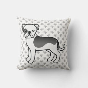 Coussin Bouledogue américain pie noir mignon chien de dess