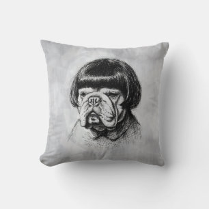 Coussin Bouledogue avec une perruque (style 1) Beaux-Arts
