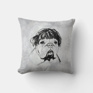 Coussin Bouledogue avec une perruque (style 2) Beaux-arts
