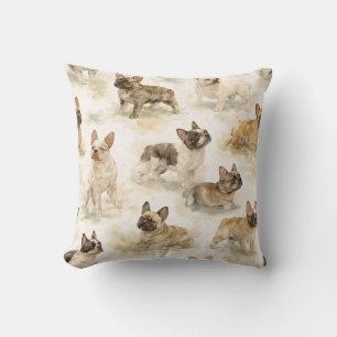 Coussin Bouledogue français aquarelle 