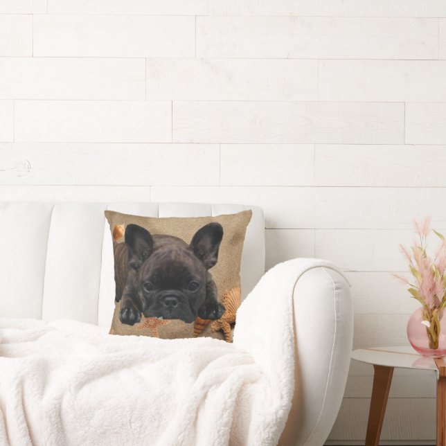 Coussin Bouledogue français au bord de la mer French Bulld (Canapé)