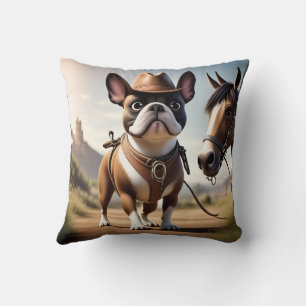 Coussin Bouledogue français chapeau de cowboy French Bulld