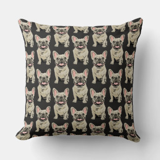 Coussin Bouledogue français crème