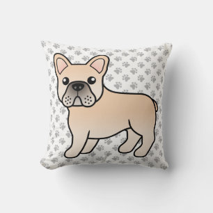 Coussin Bouledogue français crème Chien de dessin animé mi