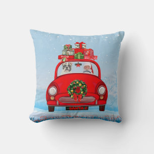 Coussin Bouledogue français dans une voiture avec le Père