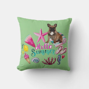 Coussin Bouledogue français Hello Summer French Bulldog