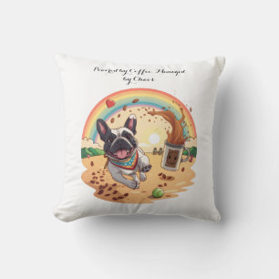 Coussin Bouledogue français joyeux & Éclaboussure de café