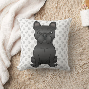 Coussin Bouledogue Français Noir / Dessin Animé de Frenchi