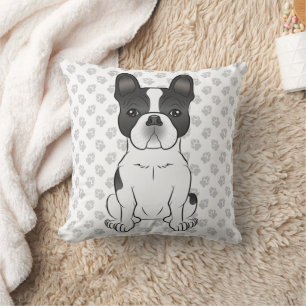 Coussin Bouledogue français piebalde noir / Chien et patte