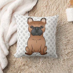 Coussin Bouledogue français rouge / Frenchie dessin animé 