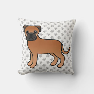 Coussin Bouledogue Mastiff Rouge Dessin Animé Mignon Chien
