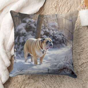 Coussin Bouledogue Noël Let It Snow Brosse