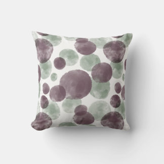 Coussin Boules d'aquarelle paisible en Sage vert & violet