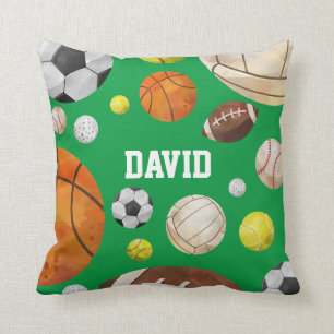 Coussin Boules de sport Baby Boy Name Green Personnalisé