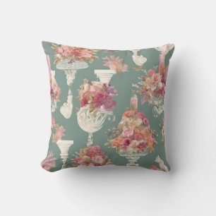 Coussin Bouquet bleu vintage