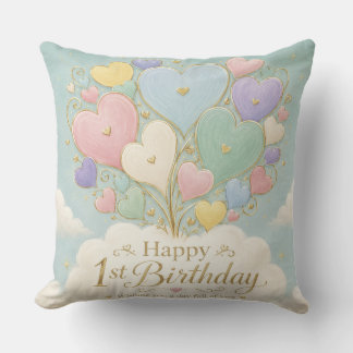 Coussin Bouquet de ballons en forme de cœur pastel pour 1e