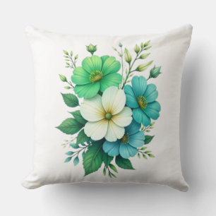 Coussin Bouquet de fleurs bleues blanches-57453