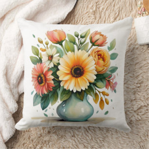 Coussin Bouquet de fleurs d'aquarelle