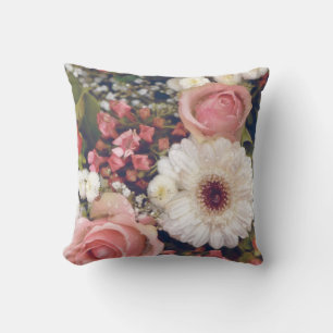 Coussin Bouquet de fleurs de roses roses romantiques