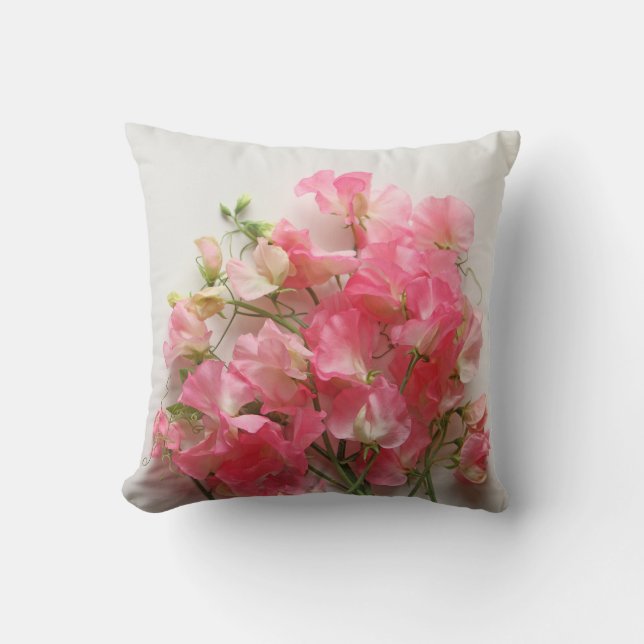 Coussin Bouquet de pois rose (Recto)