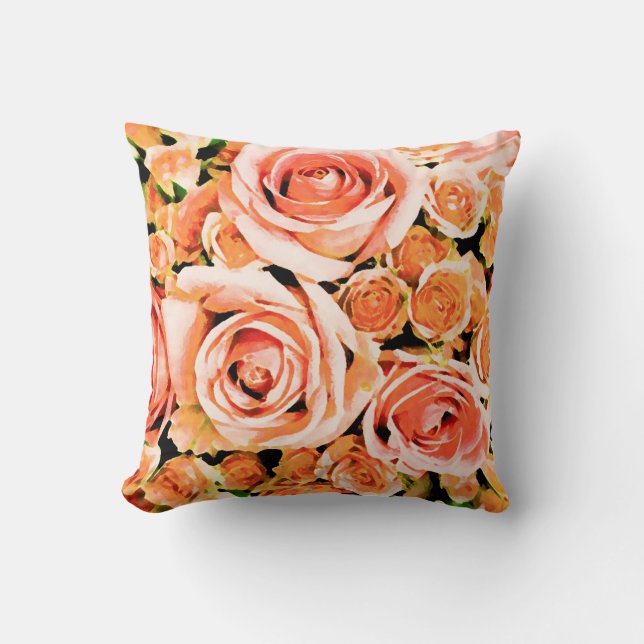 Coussin Bouquet de rose rose poire (Recto)