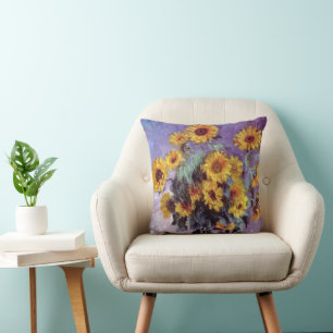 Coussin Bouquet de tournesols par Claude Monet, Art vintag