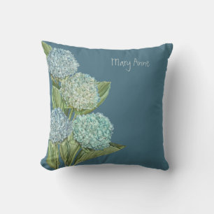 Coussin Bouquet d'hortensia bleu poussiéreux